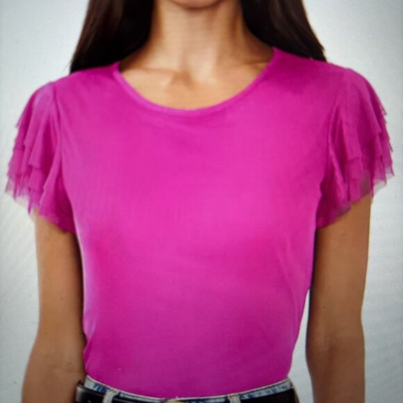 Vince Camuto Tops - EUC Vince Camuto Women's Crewneck Ruffle-Short-Sleeve Top